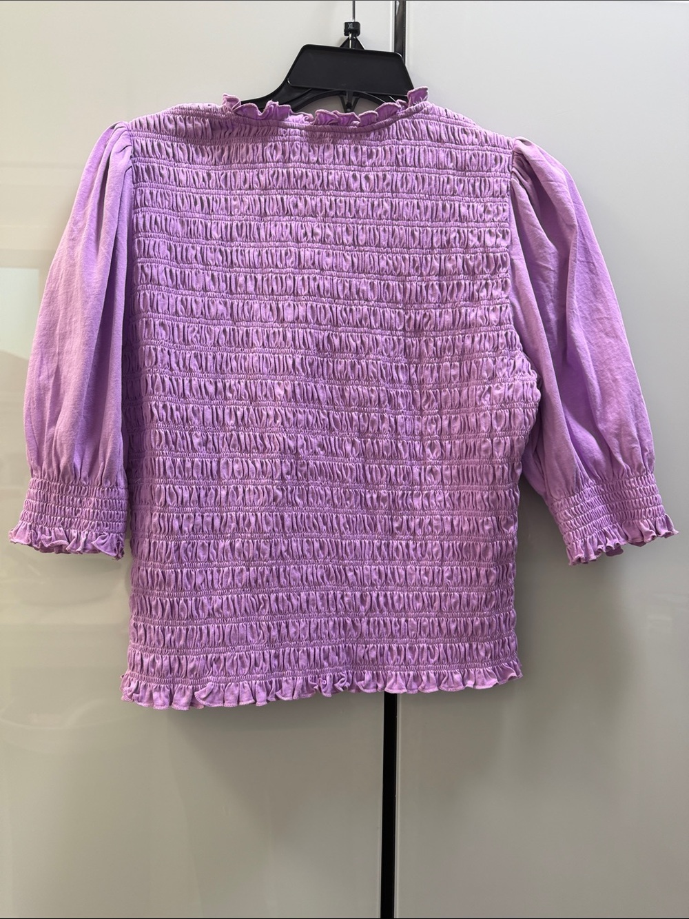 Veronica Beard Lilac Smocked Puff Sleeve Top - Picture 7 of 7